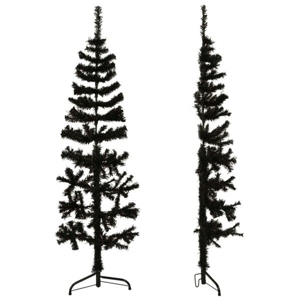 Berkfield Slim Artificial Half Christmas Tree with Stand Black 150 cm