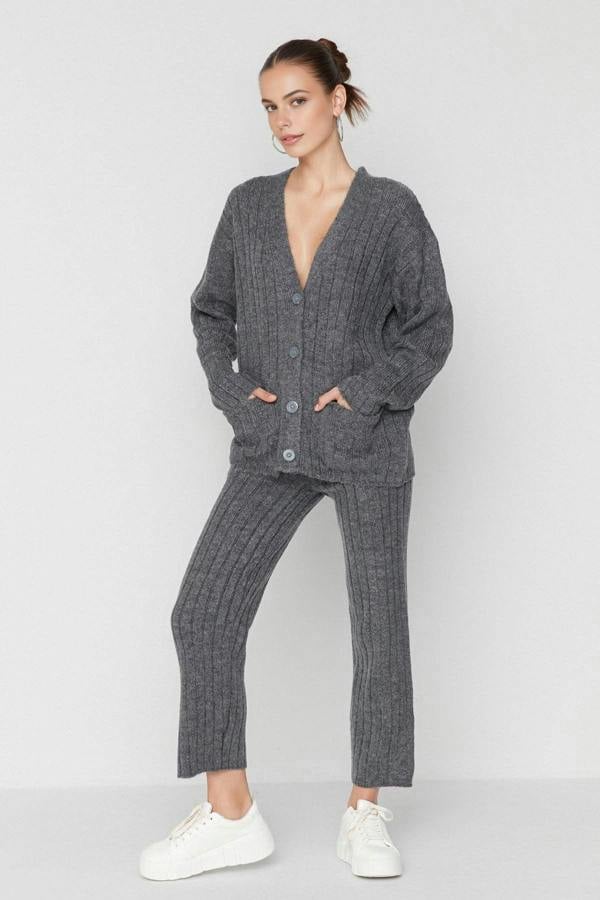 WOVCOR 2-Piece Loose Fit Soft Texture Knit Top & Pants Set