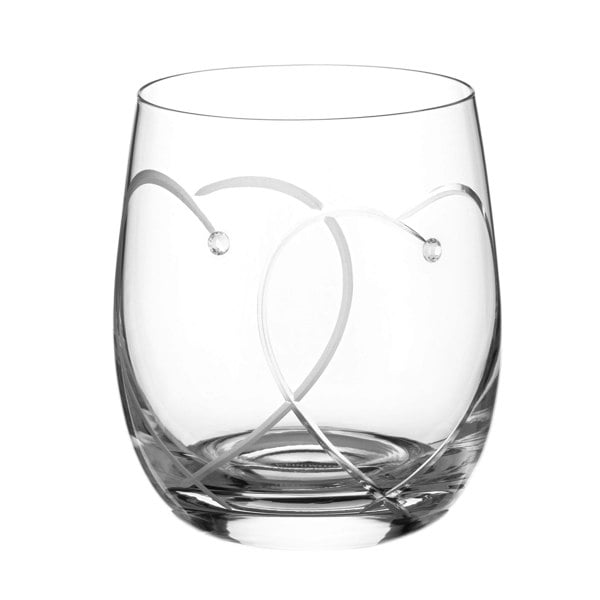 Diamante Whisky Tumblers with Swarovski crystals 'Two Hearts' - Set of 6