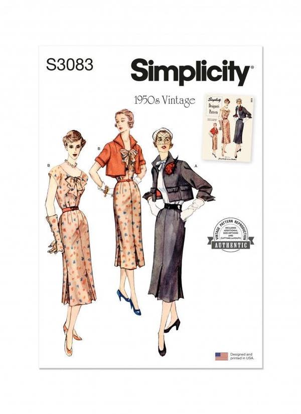 Simplicity Sewing Pattern 3083, Dresses, Jackets, Vintage Style for Women, K5 (8-10-12-14-16) - Intermediate