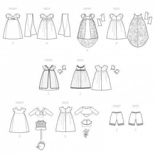 Simplicity Sewing Pattern 9438, Doll Clothes OS (One Size) - Intermediate
