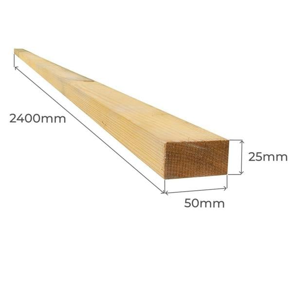 Snowdon Timber Reject Treated 2x1" Yellow Battens (T) 25mm (W) 50mm (L) 2.4m - Pack of 10