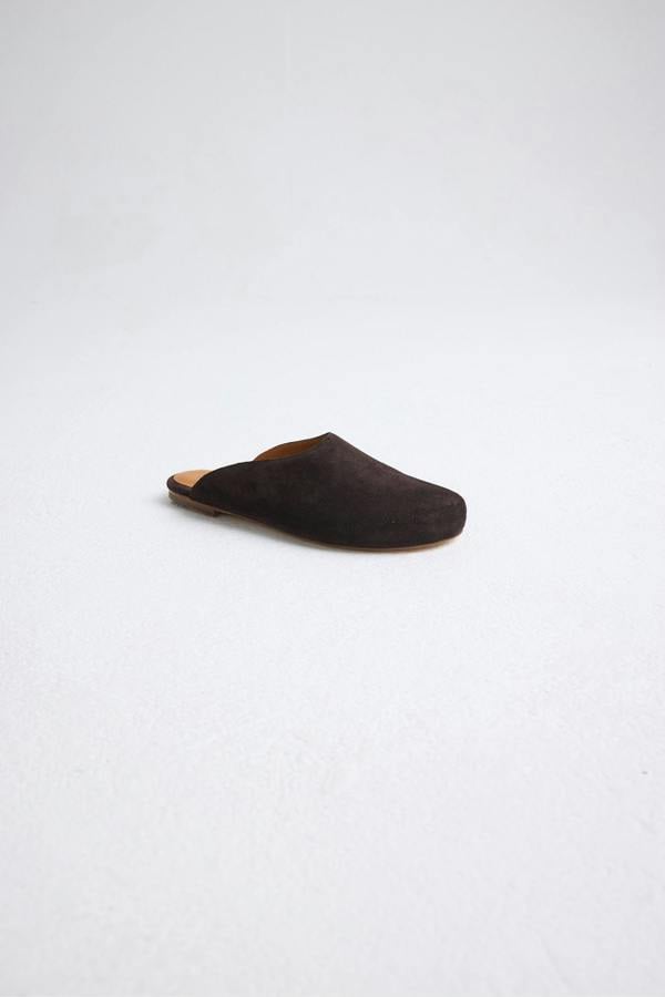 Pretty You London Suede Rounded Mule In Dark Coco