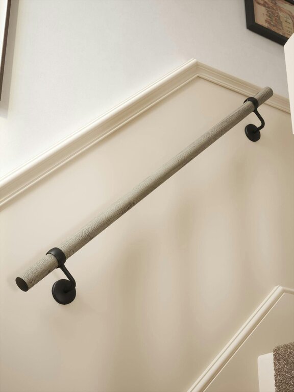 Handrails Direct Wappenbury Grey Straight Flight Handrail - Wappenbury Grey - 1.2m - Kineton Matt Black