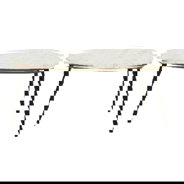 IH Design Miel Coffee Table With White Marble Top and Metal Legs