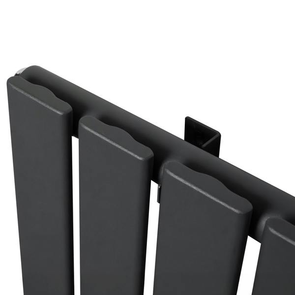 Flat single column radiator in anthracite grey, featuring a sleek, modern design with smooth, flat panels and a minimalist profile