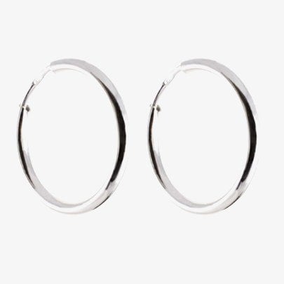 T. H. Baker 9ct White Gold 18mmPlain Hoop Earrings 5-52-1929