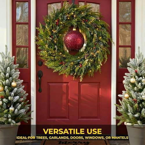 25cm Dark Red Glitter Christmas Bauble for Tree, Garlands and Seasonal Home Décor image 5
