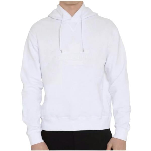 DSQUARED2 Monotone Maple Leaf Logo White Hoodie S