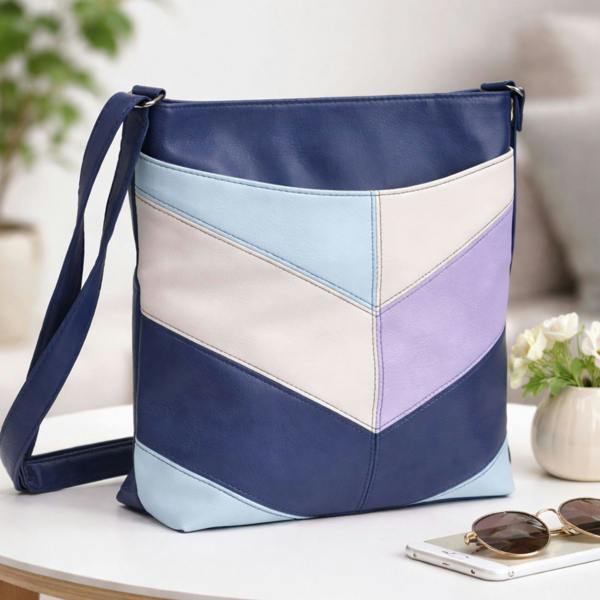 Lorenz Retro Colour Block Chevron Crossbody Bag