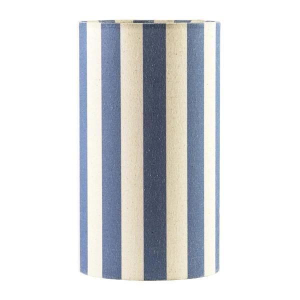Amparo Blue and Oatmeal Striped Linen Table Lamp with Fabric Base Image 1