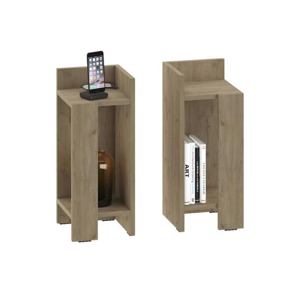 Decortie Elos Bedside Tables Set of 2 Modern Narrow Design with Storage Shelves Right&Left 25x25x60cm