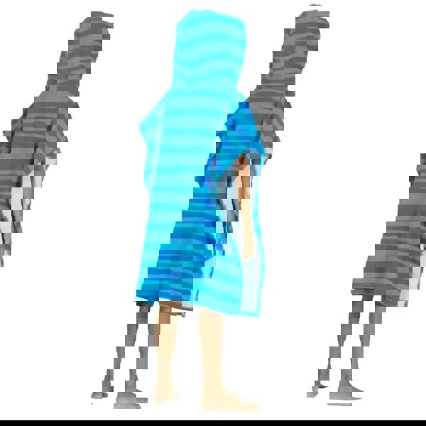 Zoggs Nautical Stripes Kids Poncho Hooded Towel Robe - Blue