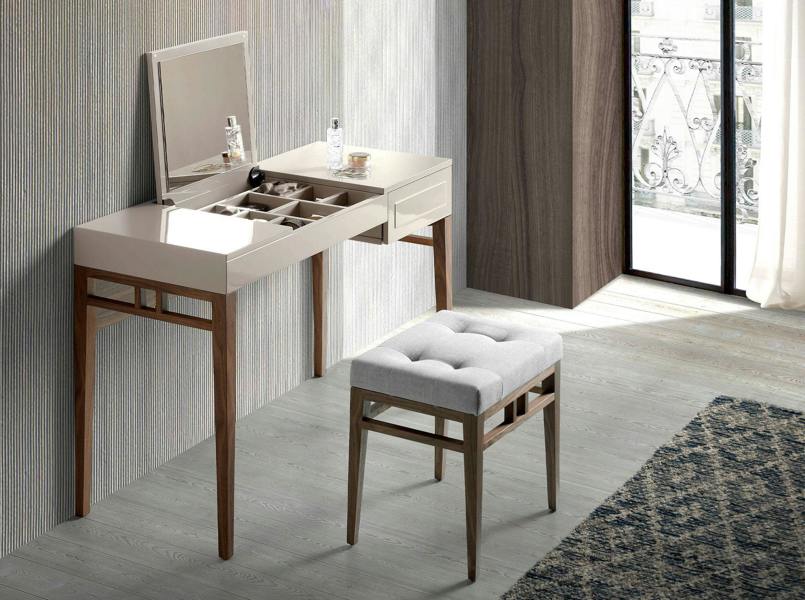 Angel Cerdá Grey Wood and Walnut Dressing Table With Mirror 7001