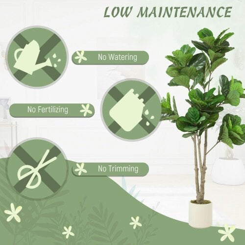 Wyld Haus Pararale Artificial Fiddle Leaf Fig Style Tree With Broad Leaves 180cm Green