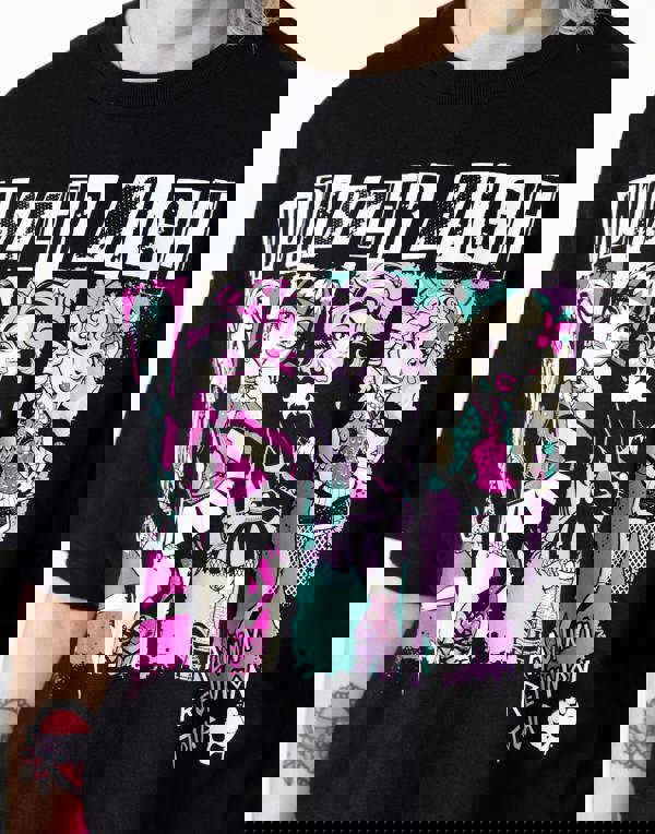 Monster High Womens Black Group Pose Short Sleeve Long Leg Pyjama Set