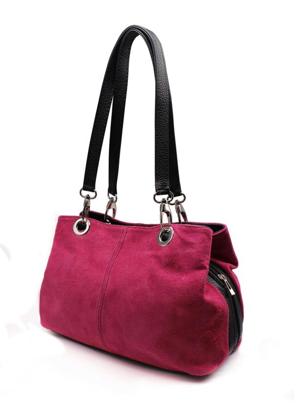 Kitise Real Italian Suede Vivid Colours Small 3 Compartments Tote Bag Stylish Shoulder Handbag