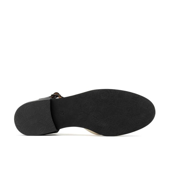 Embassy London Gigot - Black & Cream - Women's closed heel round toe leather flat sandal