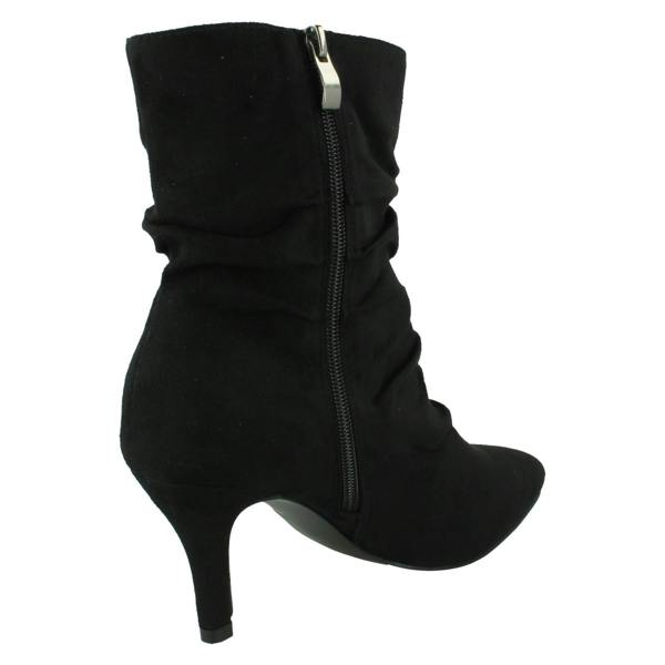 Spot On Ladies Spot On Mid Heel Rouched Ankle Boots with Inside Zip F51244