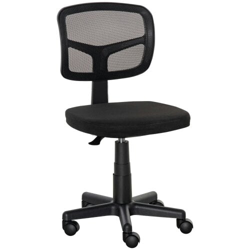 Bobobiy Small Office Chair without Arms, Ergonomic Swivel Mesh Desk Chair with Curved Back and Wheels, Holds Up to 120 kg