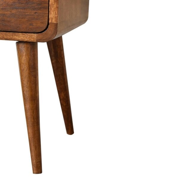 Wyld Haus Venzone Mini Chestnut Mango Wood Curved Bedside Table 2 Drawers