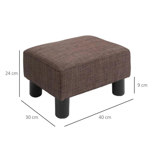 Brown linen ottoman cube dimensions: 40 x 30 x 24 cm with four black legs