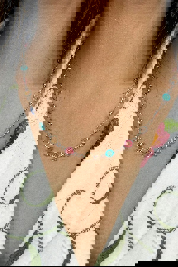 SVNX Crystal Chain Necklace in Multi - Gift Boxed