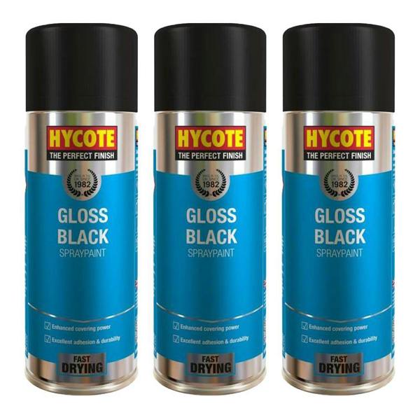 Hycote 3X Hycote Gloss Black Spray Paint 400ml