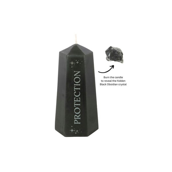 Serano Protection Crystal Candle with Rough Black Obsidian