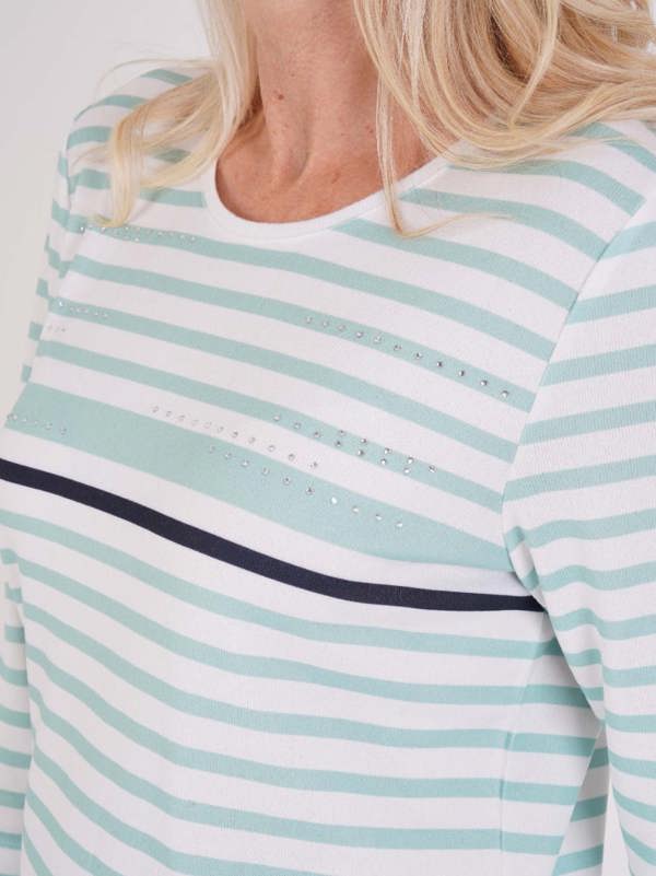 TIGI Stripe And Nailhead Neck Detail Top