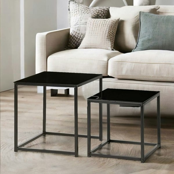 Rafaelo Mobilia Set Of 2 Nesting Coffee Tables Black