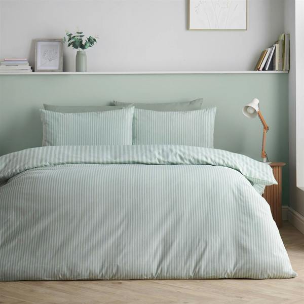 Epping Textured Stripe Green Duvet Cover Set