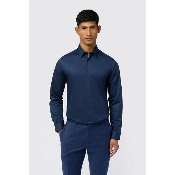 Ted Baker Slim Fit Luuk Steel Navy Stretch Shirt