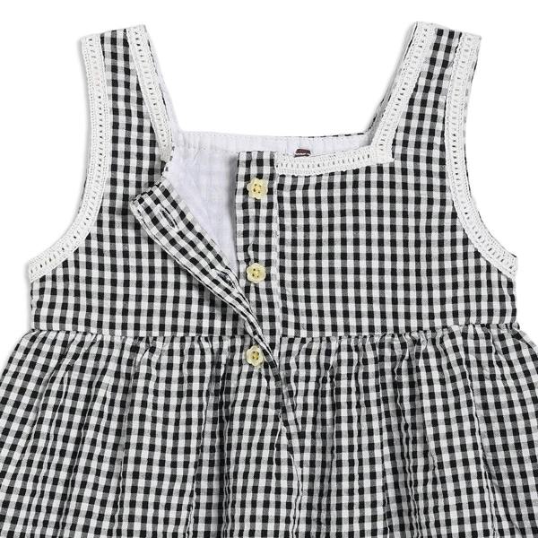 Mini Cuddles Baby Girls Checked Woven Dress, Black