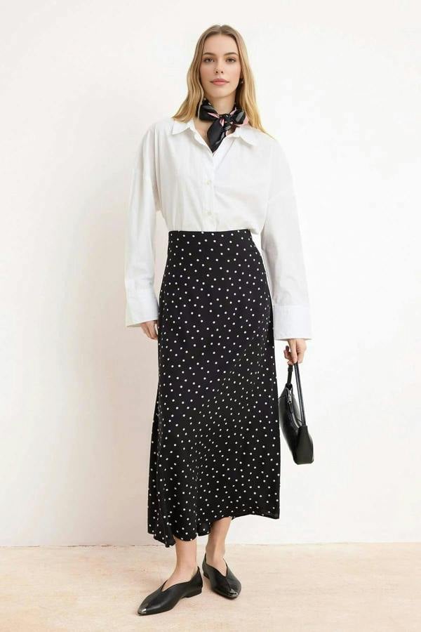 WOVCOR Patterned Bell-Shaped Skirt