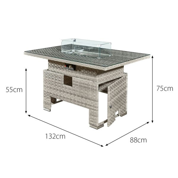 RoyalFire Royal Fire Icarus Rattan Rising Firepit Table in Dove Grey