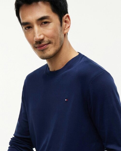 Tommy Hilfiger Long Woven Print Mens Pyjama Set - Carbon Navy/Carbon Navy Flag Aop