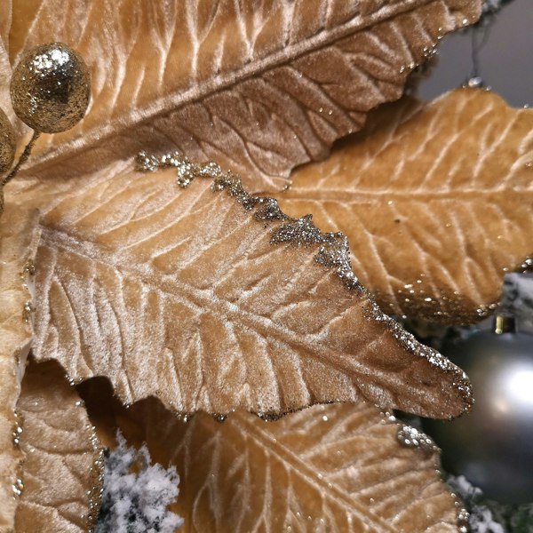 Samuel Alexander 68cm Champagne Gold Velvet Poinsettia Stem Christmas Decoration