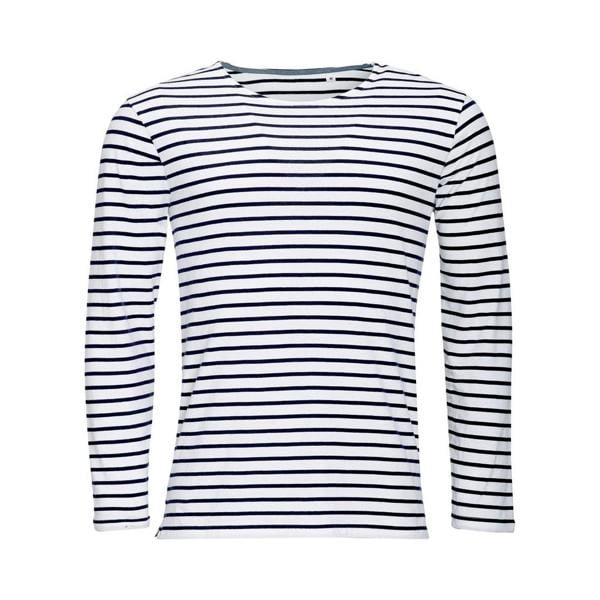 SOLS Mens Marine Long Sleeve Stripe T-Shirt - White/Navy