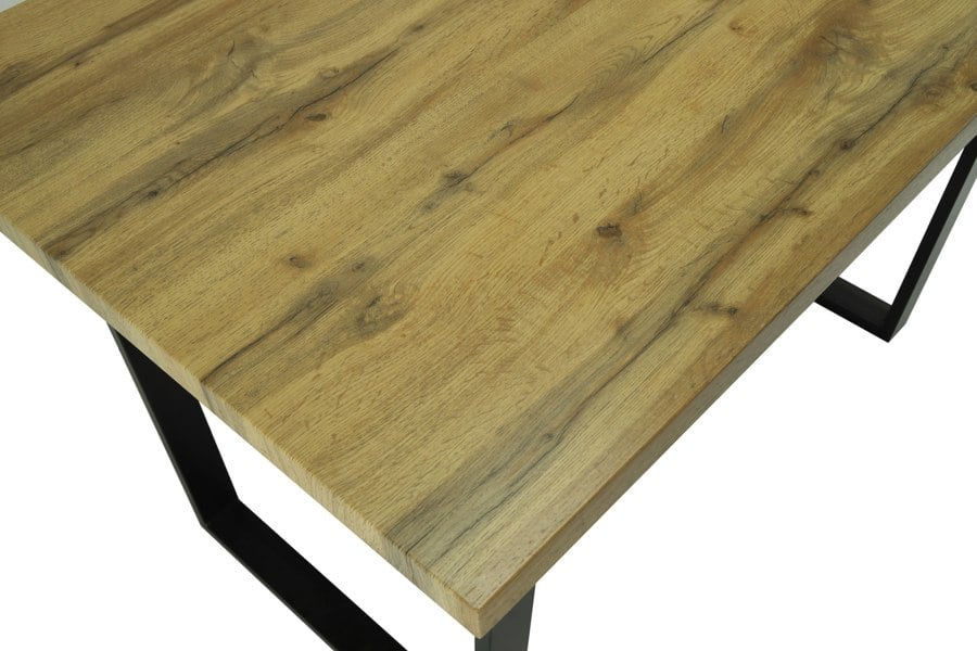 Indoor Living Colorado Oak Dining Table with Industrial Black Legs