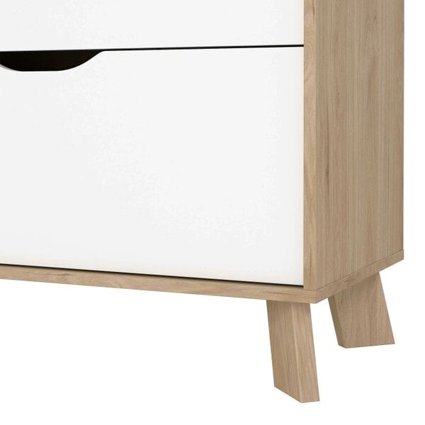 Wyld Haus Lira Jackson Hickory Wood and White Chest 3 Drawers