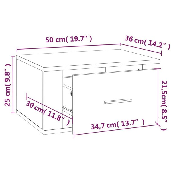 Berkfield Wall-mounted Bedside Cabinets 2 pcs Smoked Oak 50x36x25 cm