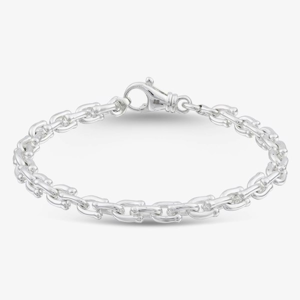 T. H. Baker Argentium Silver 7.5 Inch Horseshoe Link Chain Bracelet ARG-943034-7.5