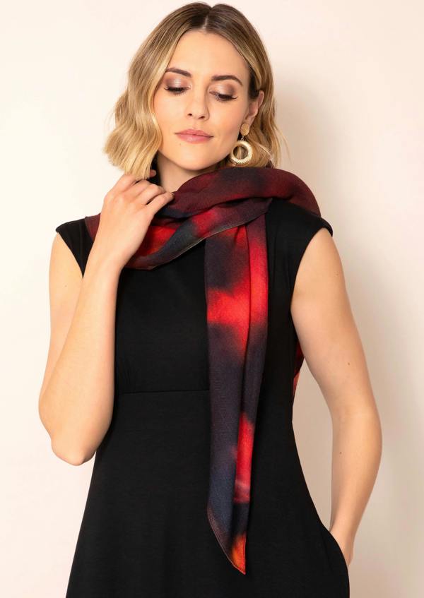 Alie Street London Minerva Silk Wool Scarf (Midnight Ember)