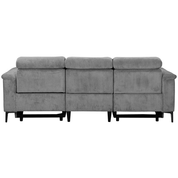 Dorel Home Lund 3‑Seater Electric Recliner Sofa (2 Recliners, Grey Corduroy)