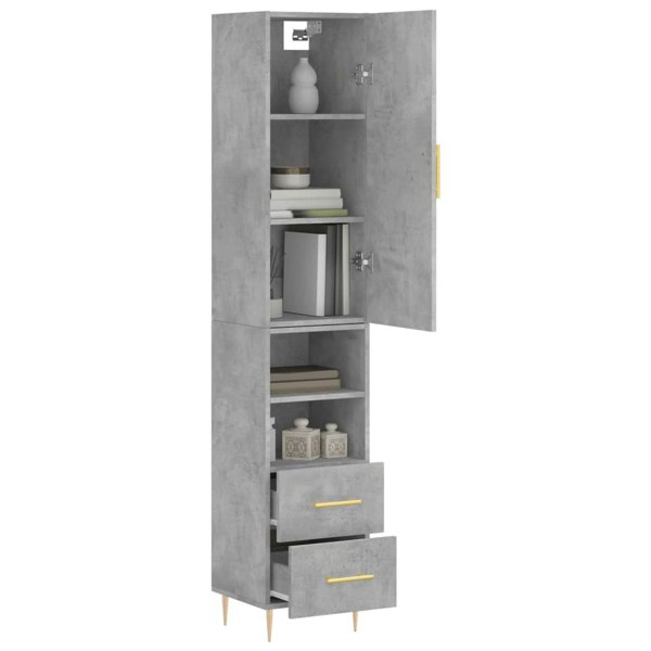 Berkfield Highboard Concrete Grey 34.5x34x180 cm Engineered Wood