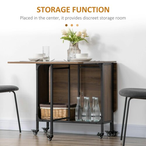 Wyld Haus Suzito Wooden Brown And Black Drop Leaf Dining Table Seating 6