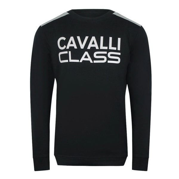 Cavalli Class Taped Shoulders Black Sweatshirt