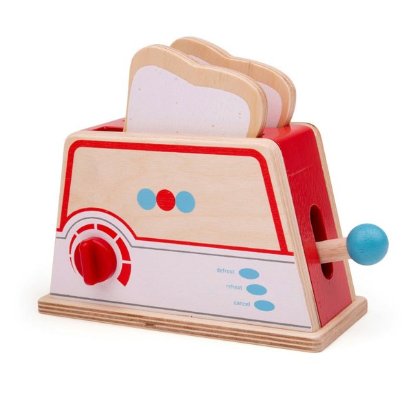 Bigjigs Toys Wooden Toaster Toy - Includes 2 Slices Of Toast