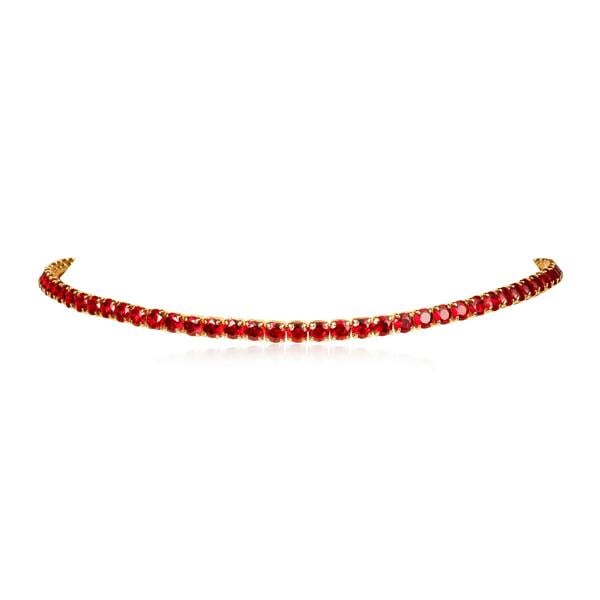 Zavana 4mm Wide Red Gold Tennis Choker Necklace With Red Cubic Zirconia Stones